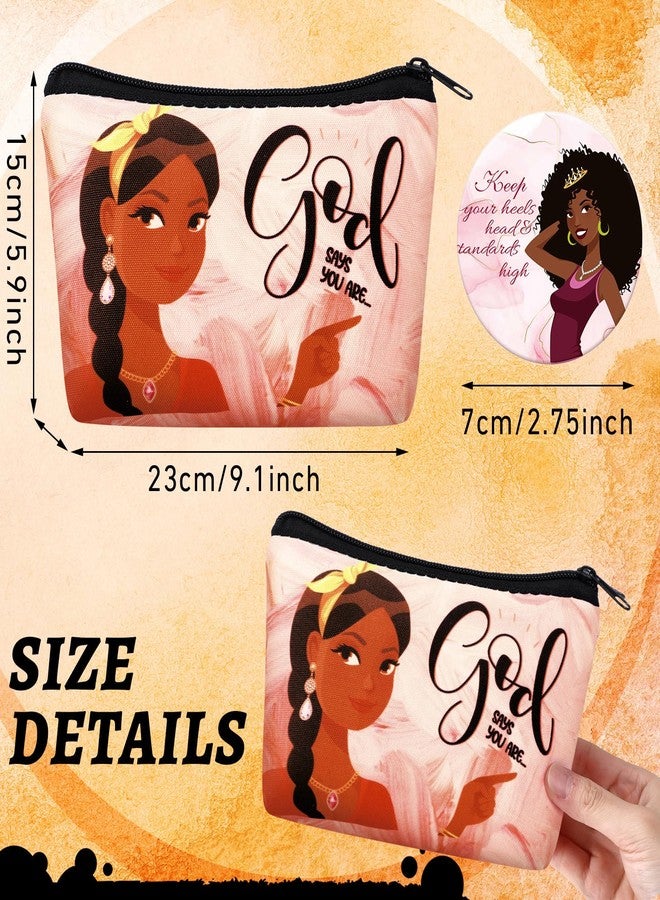 Kacctyen 20 Pcs Black Africa Inspirational Gifts Canvas Cosmetic Bags Compact Mirrors Makeup Bags Thank You Travel Toiletry Pouch Bulk Mothers Day Gifts for Church Women Teacher Coworker Employee - Image 4